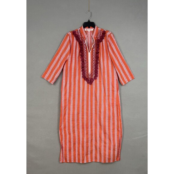 ROS GARDEN Dress Womens Medium Pink Orange Alessandra Long Kurta Resort Boho - Picture 1 of 15